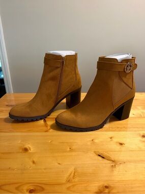 Giani Bernini Tan Suede Ankle Boots with Buckle Strap